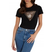 GUESS CN TRIANGLE LEO TEE T-SHIRT ΜΠΛΟΥΖΑ ΓΥΝΑΙΚΕΙΑ BLACK