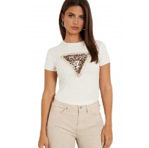 GUESS CN TRIANGLE LEO TEE T-SHIRT ΜΠΛΟΥΖΑ ΓΥΝΑΙΚΕΙΑ ECRU