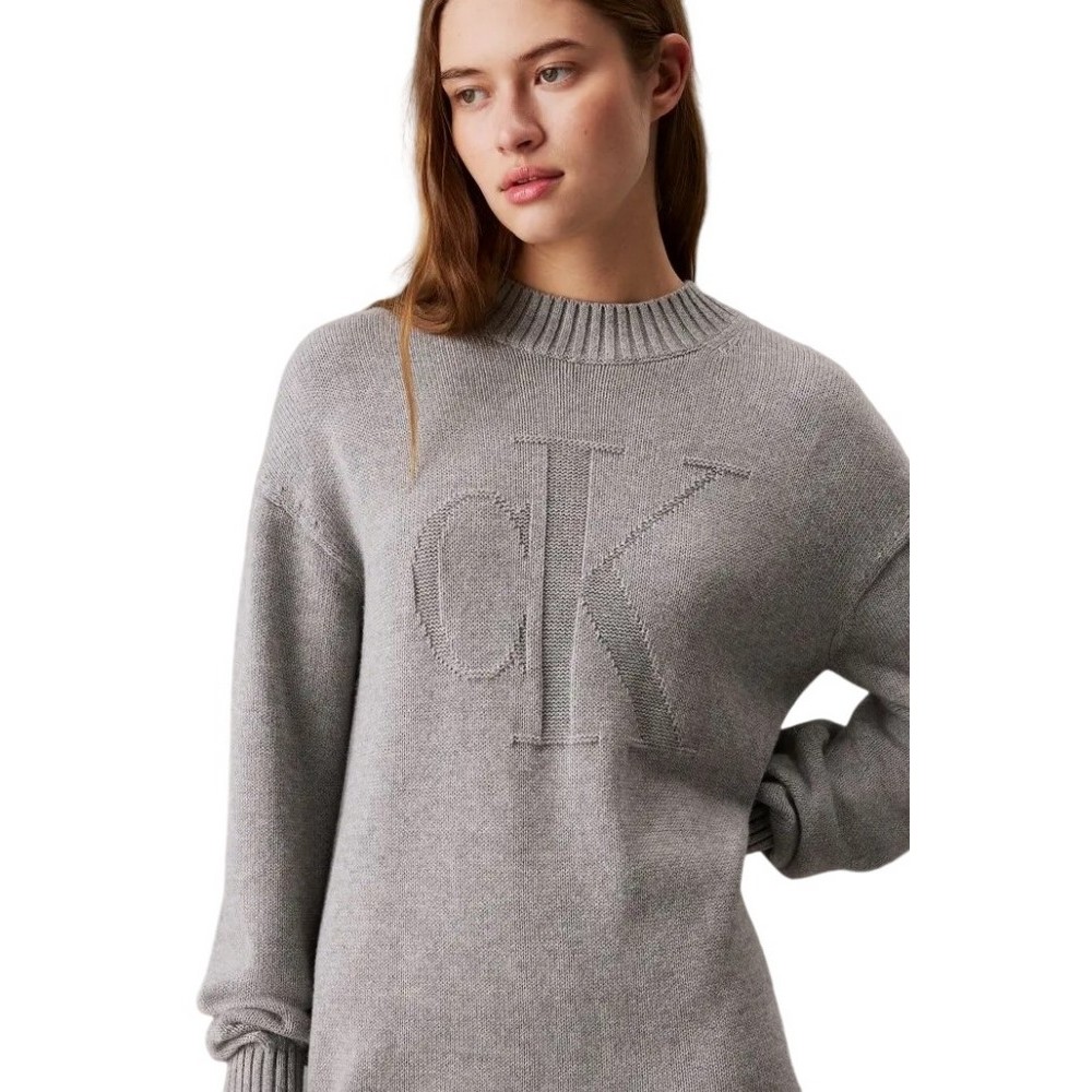 CALVIN KLEIN INTARSIA LOOSE SWEATER ΦΟΡΕΜΑ ΓΥΝΑΙΚΕΙΟ GREY