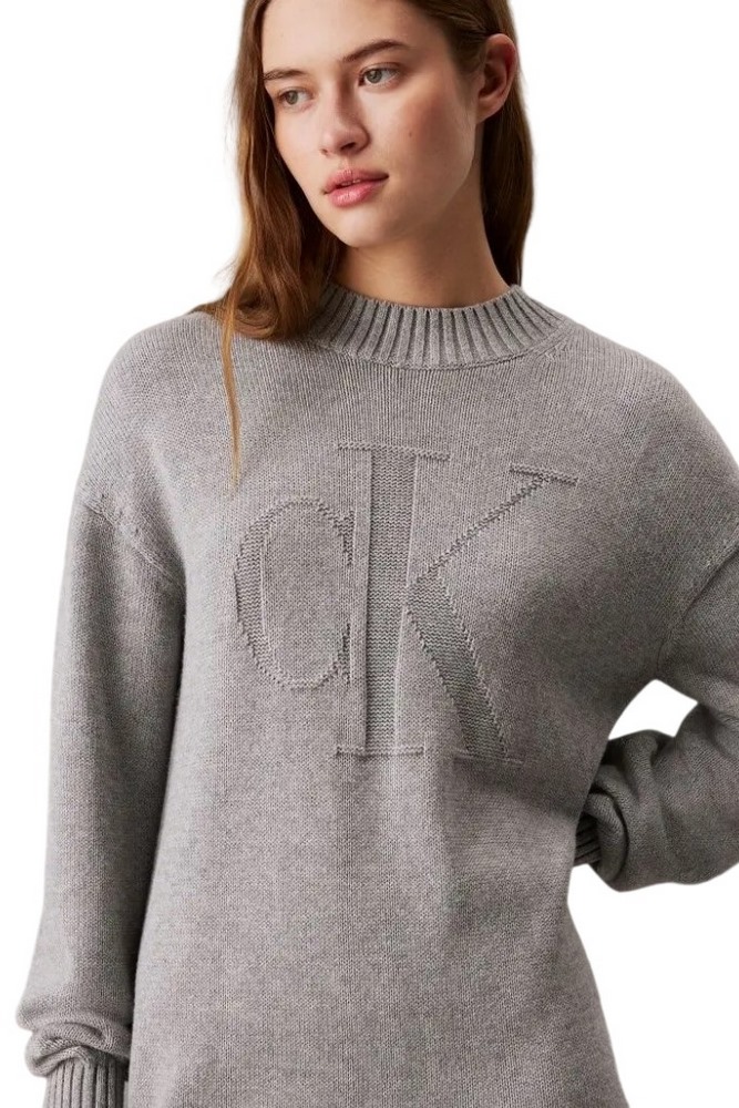 CALVIN KLEIN INTARSIA LOOSE SWEATER ΦΟΡΕΜΑ ΓΥΝΑΙΚΕΙΟ GREY