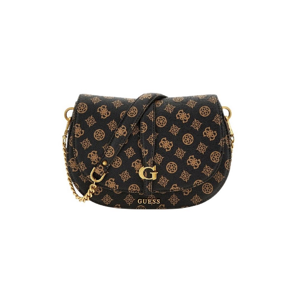 GUESS KUBA TRI CMPT FLAP SHLDR BAG ΤΣΑΝΤΑ ΓΥΝΑΙΚΕΙΑ BROWN