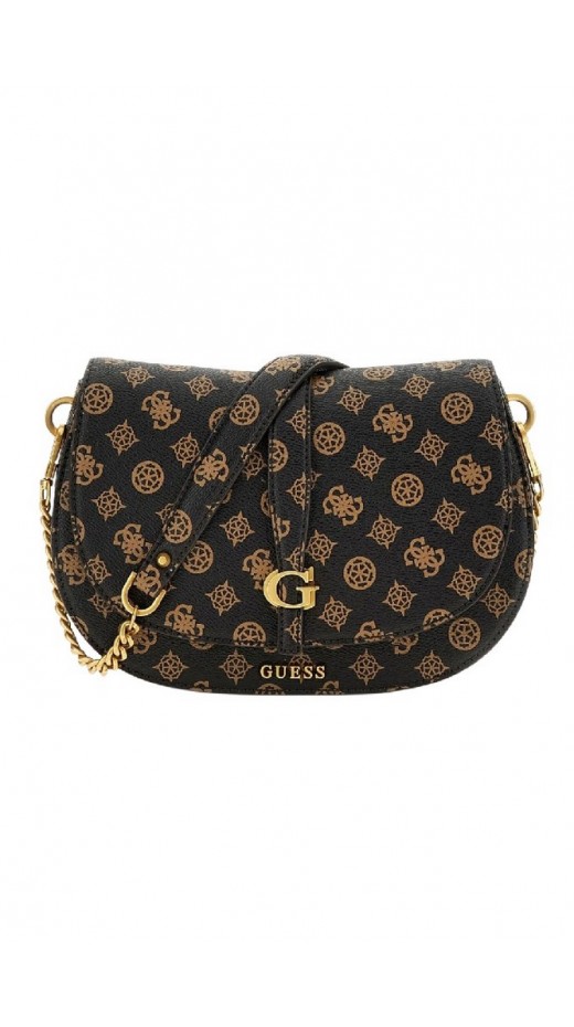 GUESS KUBA TRI CMPT FLAP SHLDR BAG ΤΣΑΝΤΑ ΓΥΝΑΙΚΕΙΑ BROWN