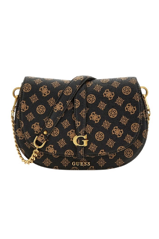 GUESS KUBA TRI CMPT FLAP SHLDR BAG ΤΣΑΝΤΑ ΓΥΝΑΙΚΕΙΑ BROWN