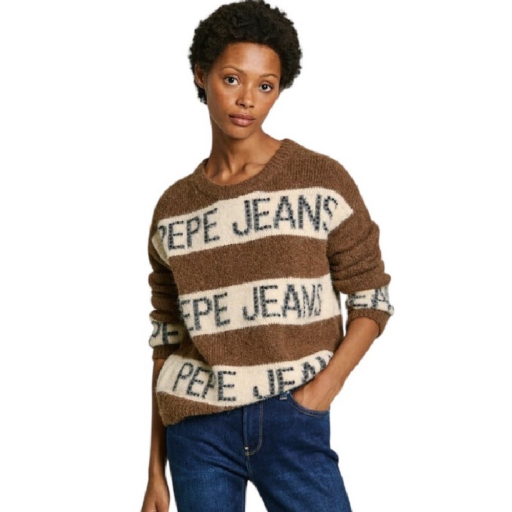 PEPE JEANS LONDON DROP 4 HELMI ΜΠΛΟΥΖΑ ΠΛΕΚΤΗ ΓΥΝΑΙΚΕΙΑ BROWN