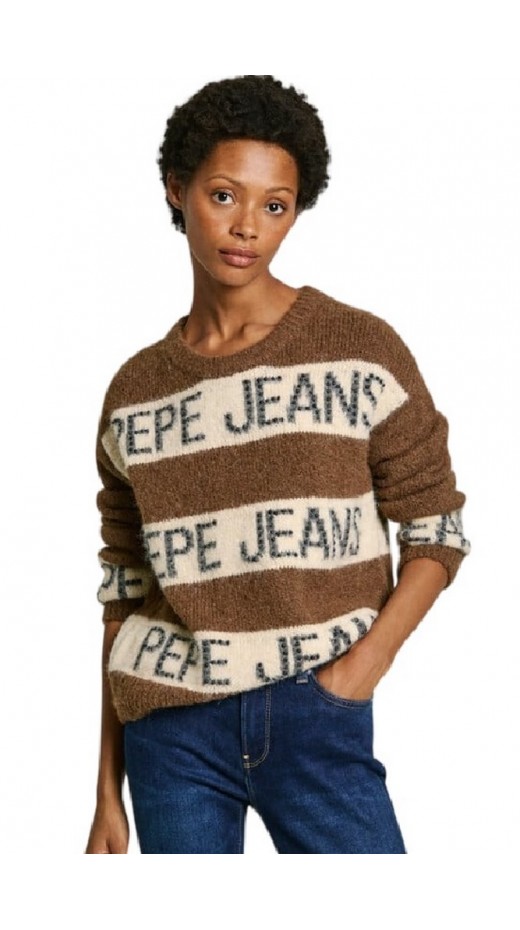 PEPE JEANS LONDON DROP 4 HELMI ΜΠΛΟΥΖΑ ΠΛΕΚΤΗ ΓΥΝΑΙΚΕΙΑ BROWN