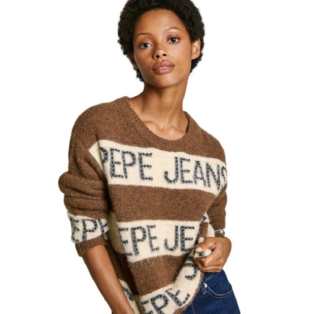 PEPE JEANS LONDON DROP 4 HELMI ΜΠΛΟΥΖΑ ΠΛΕΚΤΗ ΓΥΝΑΙΚΕΙΑ BROWN