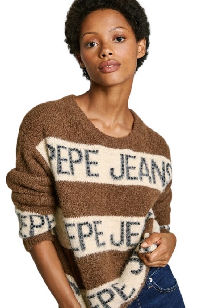 PEPE JEANS LONDON DROP 4 HELMI ΜΠΛΟΥΖΑ ΠΛΕΚΤΗ ΓΥΝΑΙΚΕΙΑ BROWN