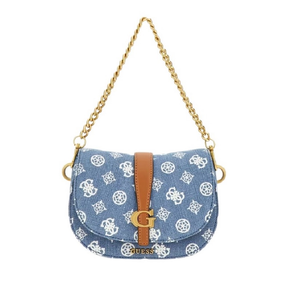 GUESS KUBA MINI CROSSBODY FLAP ΤΣΑΝΤΑ ΓΥΝΑΙΚΕΙΑ BLUΕ DENIM