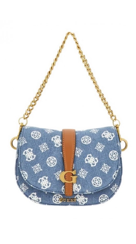 GUESS KUBA MINI CROSSBODY FLAP ΤΣΑΝΤΑ ΓΥΝΑΙΚΕΙΑ BLUΕ DENIM