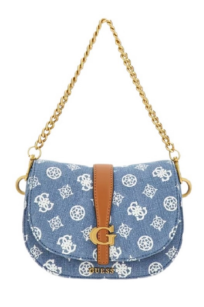 GUESS KUBA MINI CROSSBODY FLAP ΤΣΑΝΤΑ ΓΥΝΑΙΚΕΙΑ BLUΕ DENIM