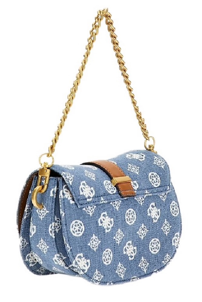 GUESS KUBA MINI CROSSBODY FLAP ΤΣΑΝΤΑ ΓΥΝΑΙΚΕΙΑ BLUΕ DENIM