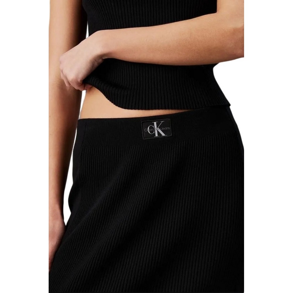 CALVIN KLEIN JEANS WOVEN LABEL SWEATER SKIRT ΦΟΥΣΤΑ ΓΥΝΑΙΚΕΙΑ BLACK