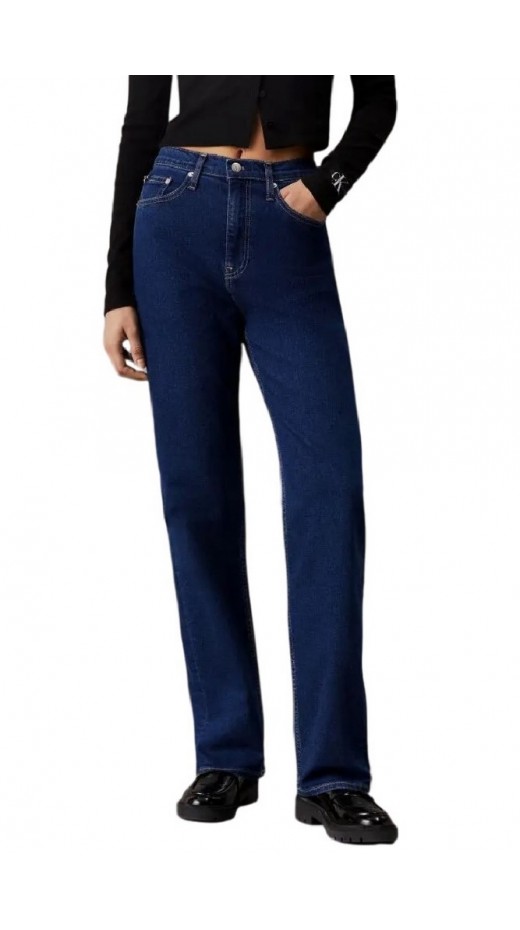 CALVIN KLEIN JEANS HIGH RISE STRAIGHT ΠΑΝΤΕΛΟΝΙ ΓΥΝΑΙΚΕΙΟ BLUΕ DENIM