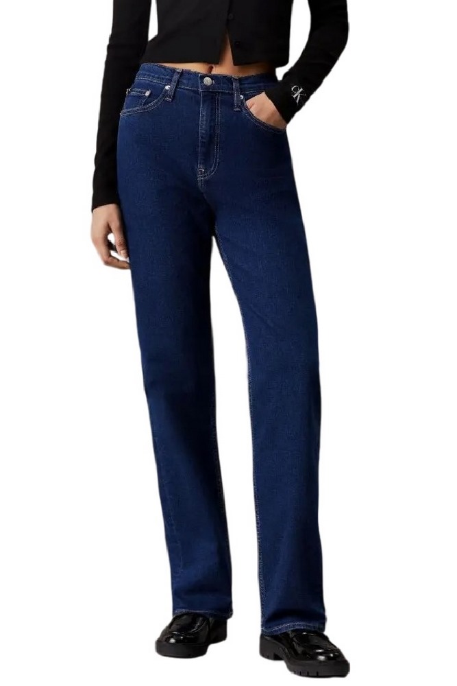 CALVIN KLEIN JEANS HIGH RISE STRAIGHT ΠΑΝΤΕΛΟΝΙ ΓΥΝΑΙΚΕΙΟ BLUΕ DENIM