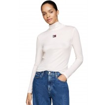 TOMMY JEANS SLIM BADGE MOCKNECK ΜΠΛΟΥΖΑ ΓΥΝΑΙΚΕΙΑ OFF WHITE