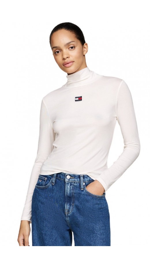 TOMMY JEANS SLIM BADGE MOCKNECK ΜΠΛΟΥΖΑ ΓΥΝΑΙΚΕΙΑ OFF WHITE