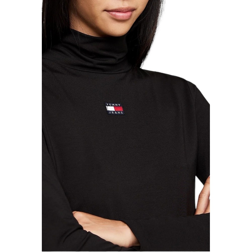 TOMMY JEANS SLIM BADGE MOCKNECK ΜΠΛΟΥΖΑ ΓΥΝΑΙΚΕΙΑ BLACK