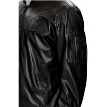 GUESS DISTRICT FAUX LEATHER BOMBER ΜΠΟΥΦΑΝ ΑΝΔΡΙΚΟ BLACK