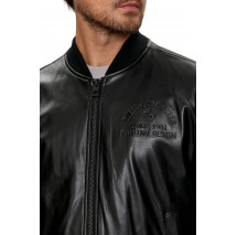 GUESS DISTRICT FAUX LEATHER BOMBER ΜΠΟΥΦΑΝ ΑΝΔΡΙΚΟ BLACK