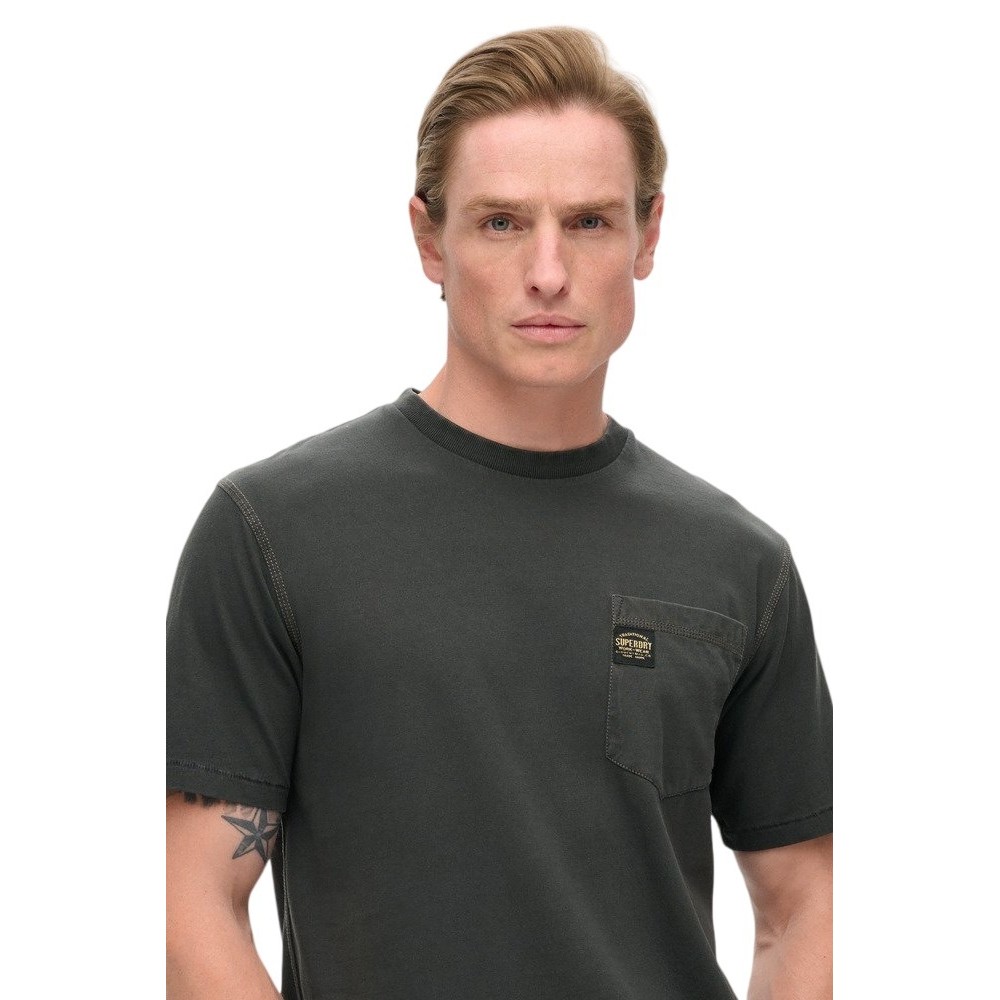 SUPERDRY D2 OVIN CONTRAST STITCH POCKET T-SHIRT ΜΠΛΟΥΖΑ ΑΝΔΡΙΚΗ WASHED BLACK