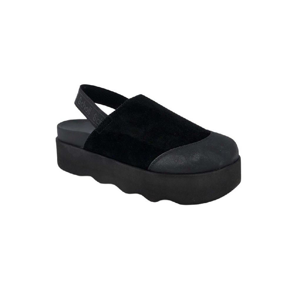 SCHOLL ABBY E SUEDE WOMENS BLACK CLOGS ΠΑΝΤΟΦΛΑ ΓΥΝΑΙΚΕΙΑ BLACK