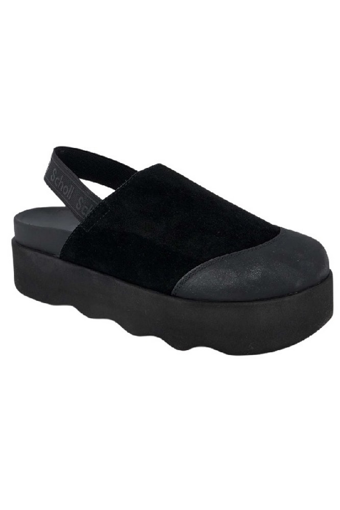 SCHOLL ABBY E SUEDE WOMENS BLACK CLOGS ΠΑΝΤΟΦΛΑ ΓΥΝΑΙΚΕΙΑ BLACK