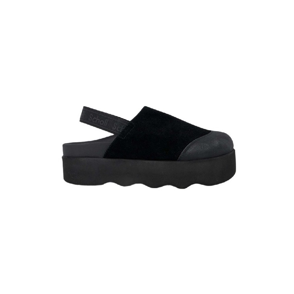 SCHOLL ABBY E SUEDE WOMENS BLACK CLOGS ΠΑΝΤΟΦΛΑ ΓΥΝΑΙΚΕΙΑ BLACK