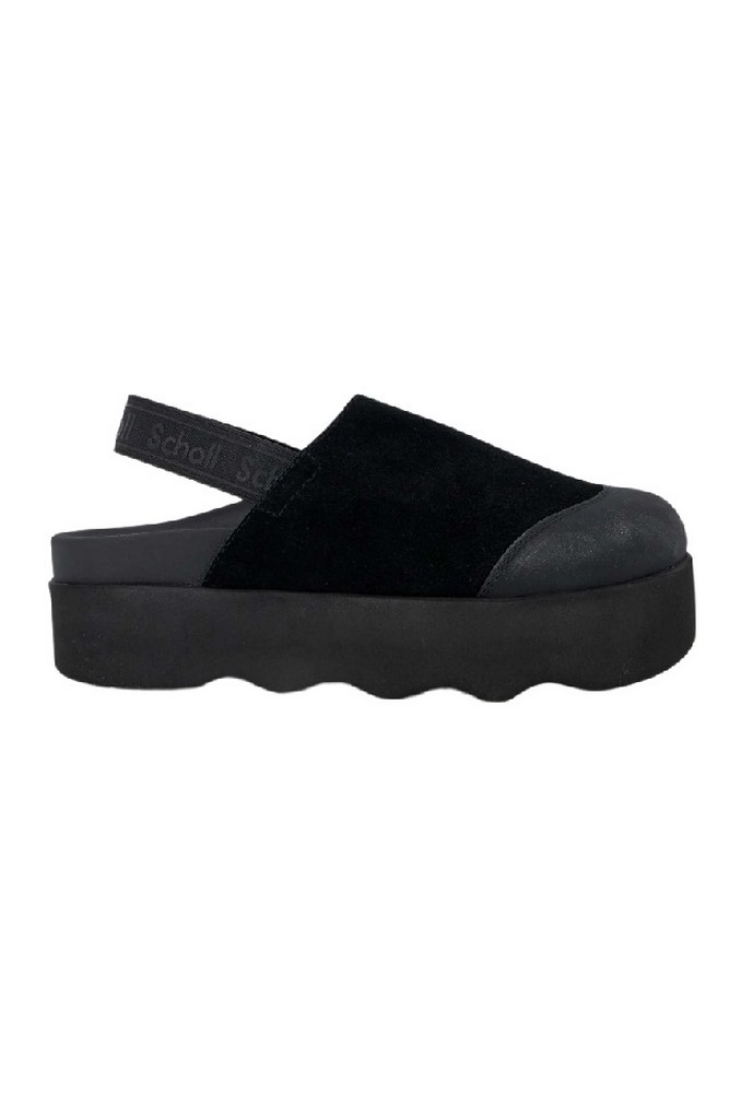 SCHOLL ABBY E SUEDE WOMENS BLACK CLOGS ΠΑΝΤΟΦΛΑ ΓΥΝΑΙΚΕΙΑ BLACK