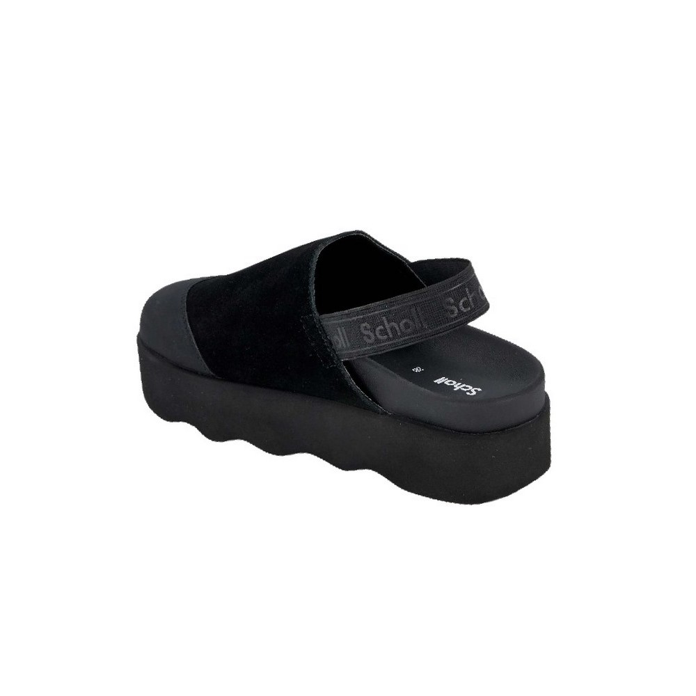 SCHOLL ABBY E SUEDE WOMENS BLACK CLOGS ΠΑΝΤΟΦΛΑ ΓΥΝΑΙΚΕΙΑ BLACK