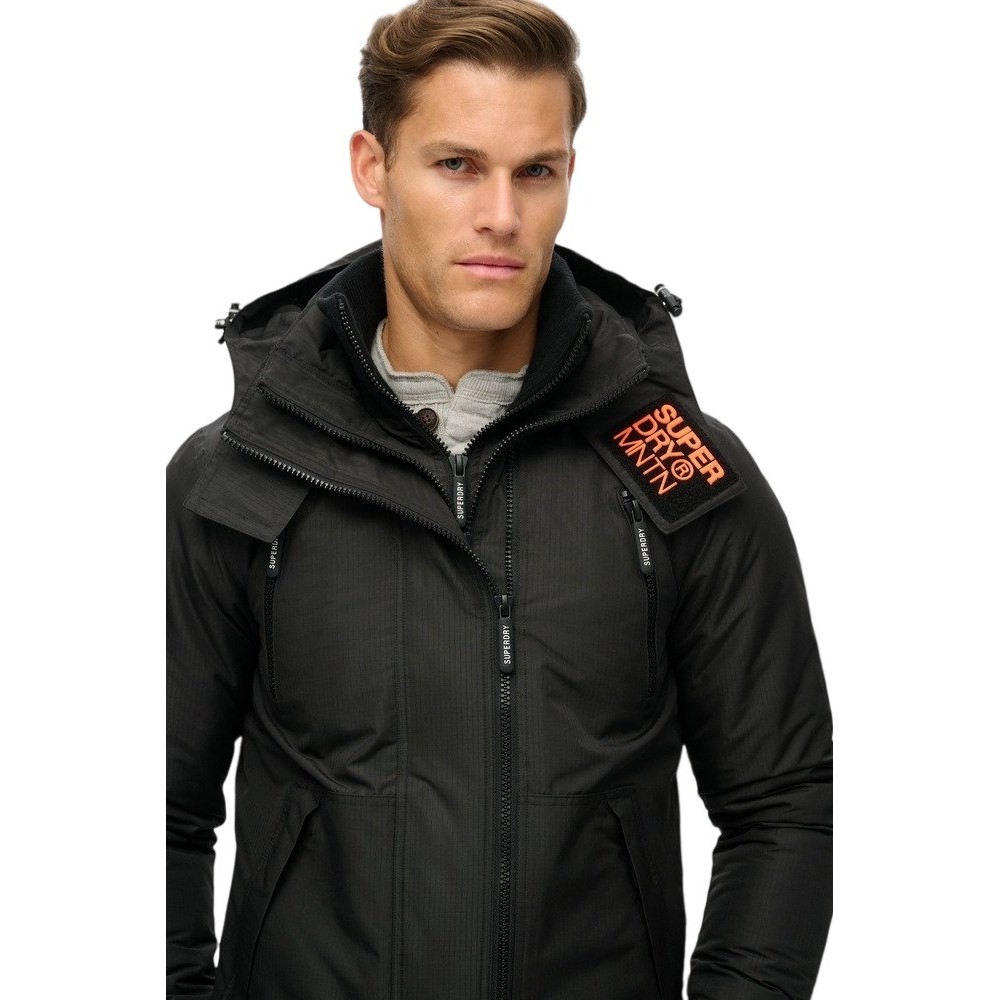 SUPERDRY SDCD HOODED MTN WINDBREAKER JACKET ΜΠΟΥΦΑΝ ΑΝΔΡΙΚΟ BLACK