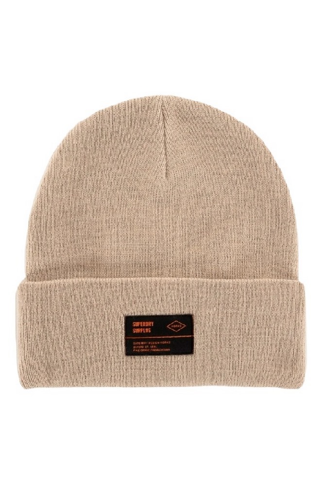 SUPERDRY D3 SDNA SURPLUS KNITTED BEANIE HAT ΣΚΟΥΦΟΣ ΓΥΝΑΙΚΕΙΟΣ BEIGE