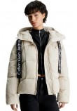 CALVIN KLEIN JEANS LOGO DRAWSTRING SHORT PUFFER ΜΠΟΥΦΑΝ ΓΥΝΑΙΚΕΙΟ ECRU