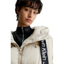 CALVIN KLEIN JEANS LOGO DRAWSTRING SHORT PUFFER ΜΠΟΥΦΑΝ ΓΥΝΑΙΚΕΙΟ ECRU