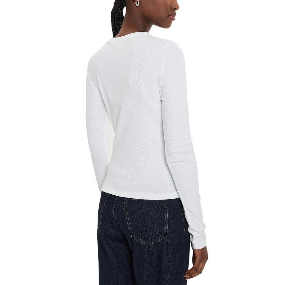 CALVIN KLEIN JEANS WOVEN LABEL RIB LONG SLEEVE ΜΠΛΟΥΖΑ ΓΥΝΑΙΚΕΙΑ BRIGHT WHITE