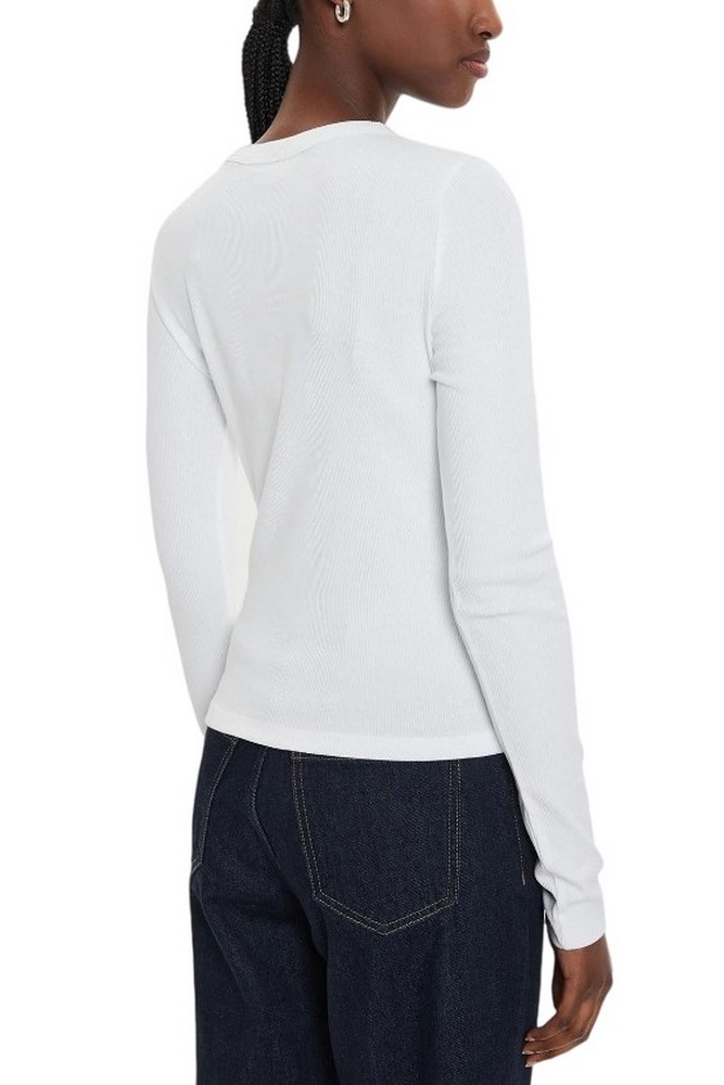 CALVIN KLEIN JEANS WOVEN LABEL RIB LONG SLEEVE ΜΠΛΟΥΖΑ ΓΥΝΑΙΚΕΙΑ BRIGHT WHITE