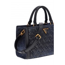 GUESS DILI SMALL SATCHEL ΤΣΑΝΤΑ ΓΥΝΑΙΚΕΙΑ BLACK DENIM