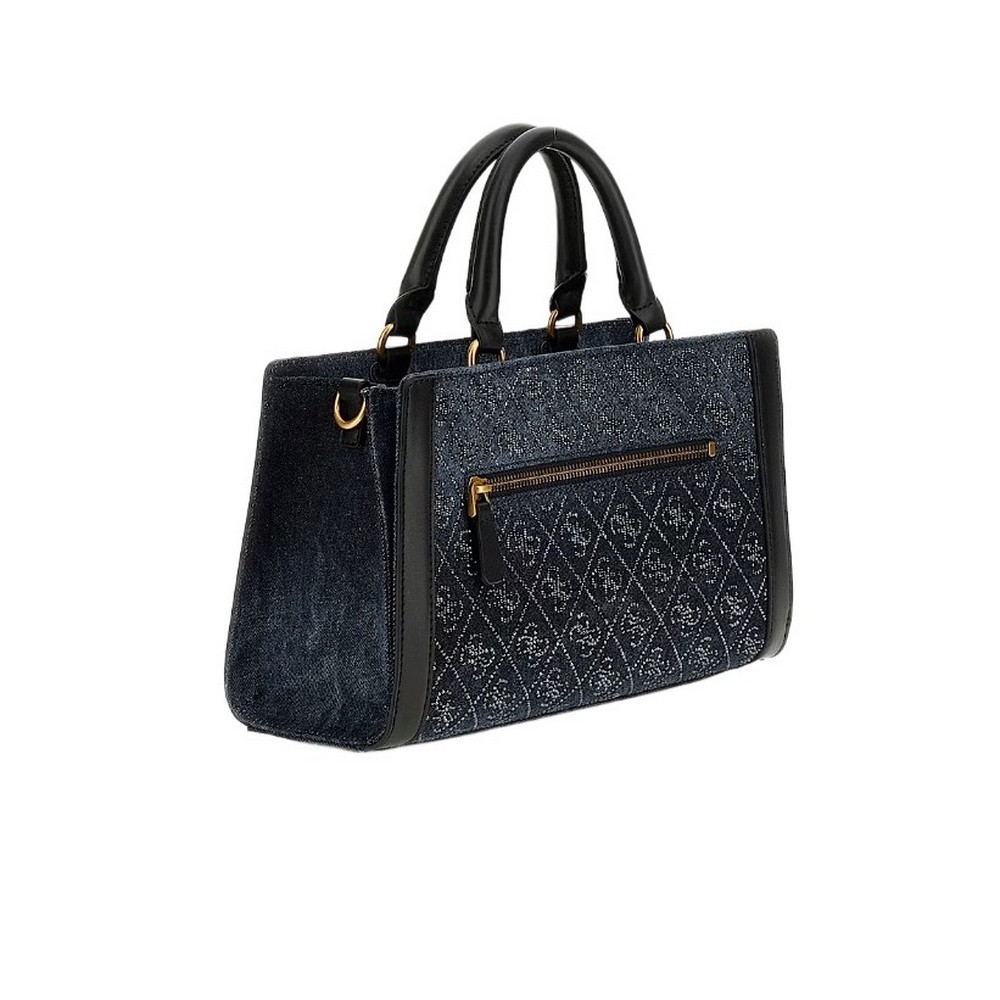 GUESS DILI SMALL SATCHEL ΤΣΑΝΤΑ ΓΥΝΑΙΚΕΙΑ BLACK DENIM