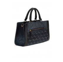 GUESS DILI SMALL SATCHEL ΤΣΑΝΤΑ ΓΥΝΑΙΚΕΙΑ BLACK DENIM