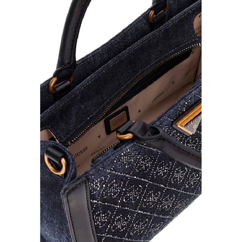 GUESS DILI SMALL SATCHEL ΤΣΑΝΤΑ ΓΥΝΑΙΚΕΙΑ BLACK DENIM