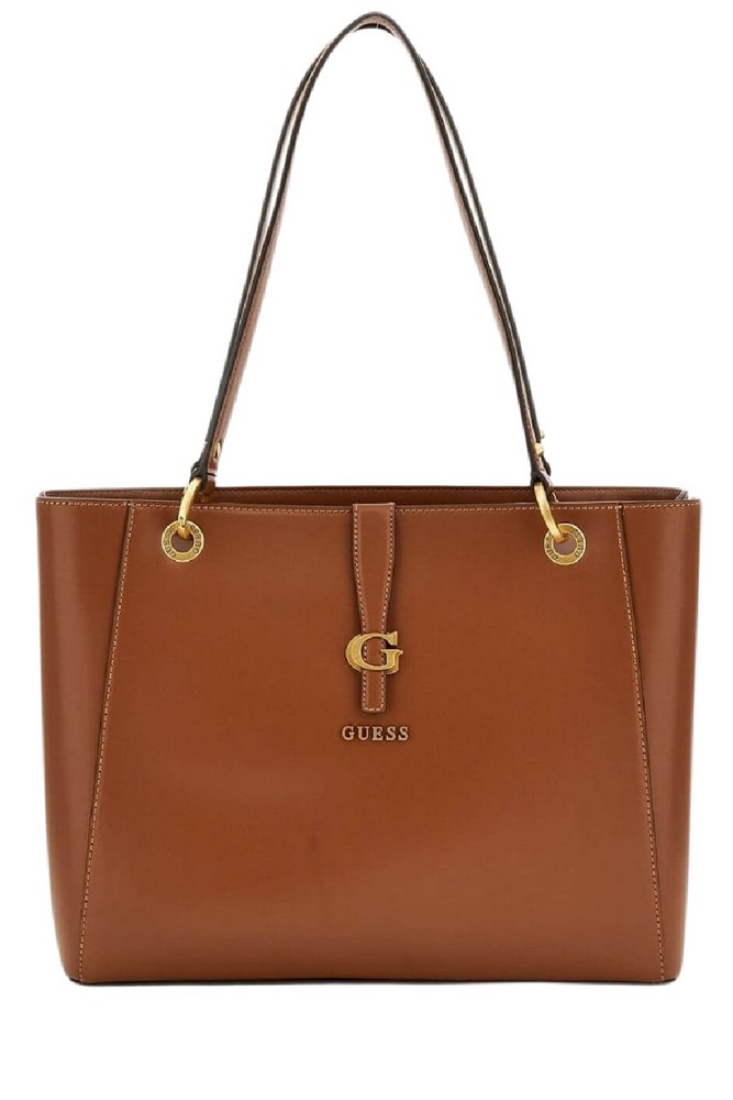 GUESS KUBA NOEL TOTE ΤΣΑΝΤΑ ΓΥΝΑΙΚΕΙΑ COGNAC