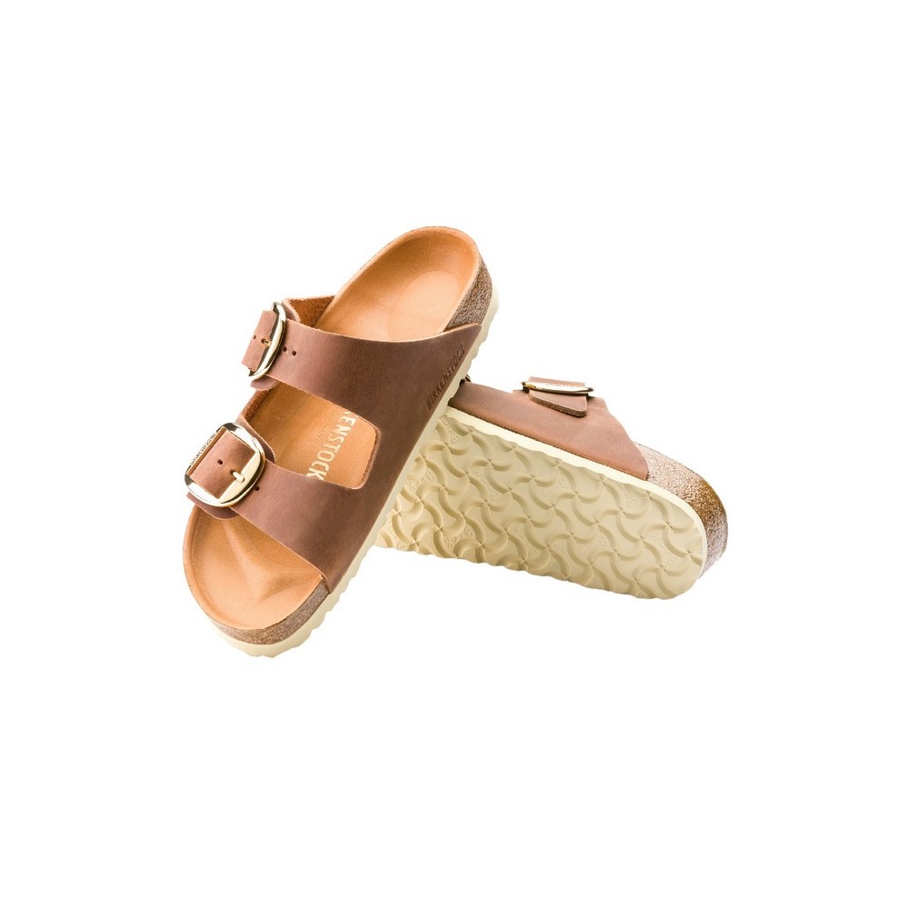 BIRKENSTOCK LEATHER ARIZONA BIG BUCKLE LEOI CORE ESSENTIAL CLASSIC ΠΑΝΤΟΦΛΑ ΓΥΝΑΙΚΕΙΑ COGNAC