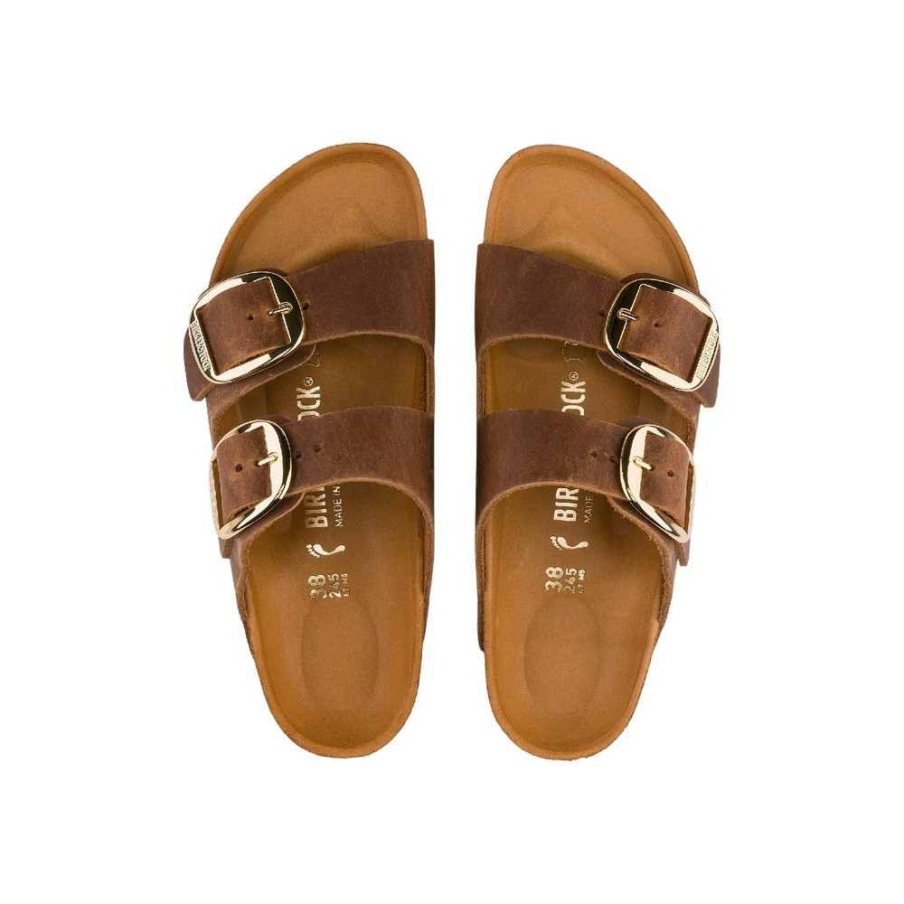 BIRKENSTOCK LEATHER ARIZONA BIG BUCKLE LEOI CORE ESSENTIAL CLASSIC ΠΑΝΤΟΦΛΑ ΓΥΝΑΙΚΕΙΑ COGNAC