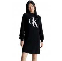 CALVIN KLEIN CK INTARSIA LOOSE SWEATER DRESS ΦΟΡΕΜΑ ΓΥΝΑΙΚΕΟ BLACK