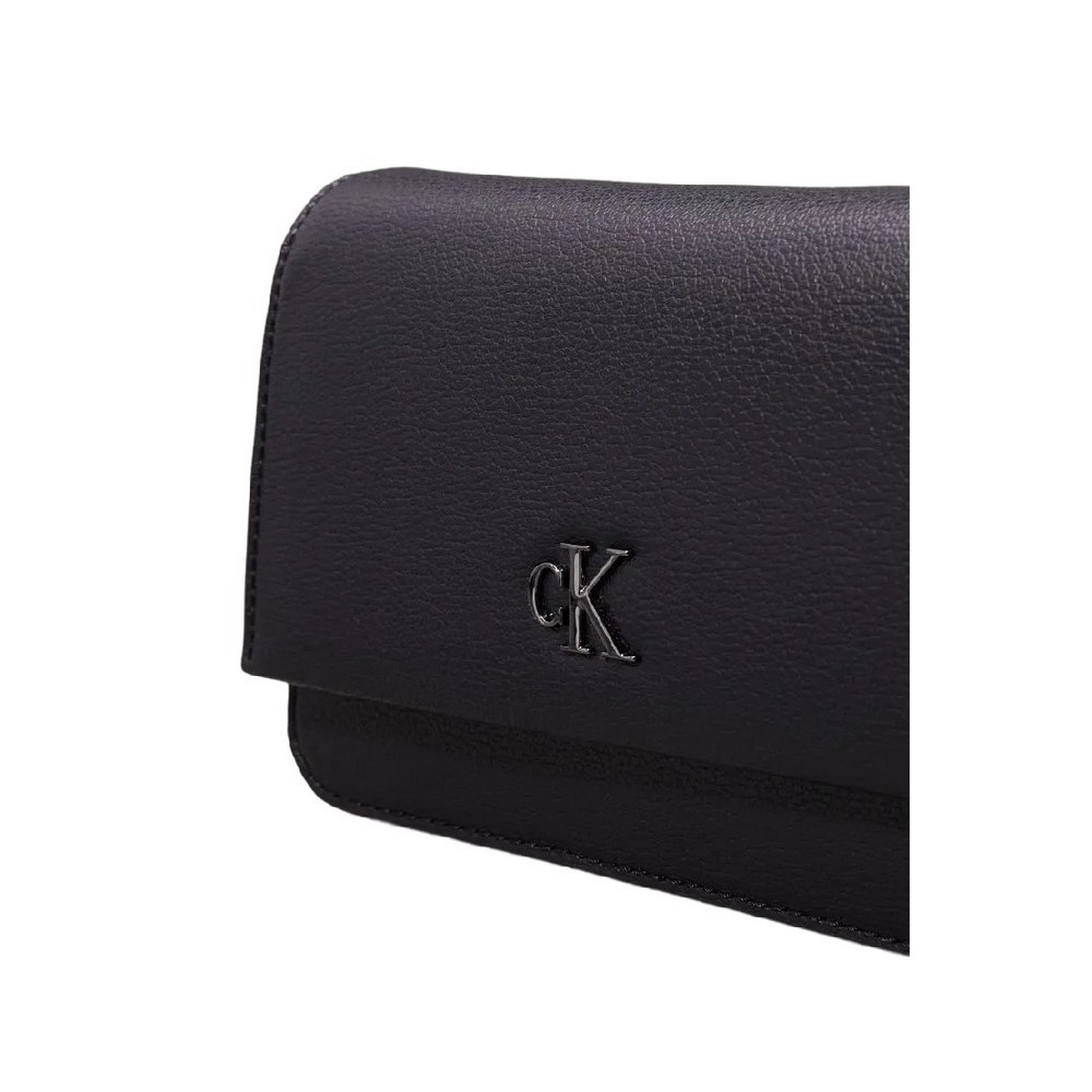 CALVIN KLEIN JEANS MINIMAL MONOGRAM EW FLAP ΤΣΑΝΤΑ ΓΥΝΑΙΚΕΙΑ BLACK