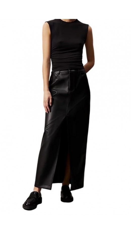 CALVIN KLEIN JEANS FAUX LEATHER MAXI SKIRT ΦΟΥΣΤΑ ΓΥΝΑΙΚΕΙΑ BLACK