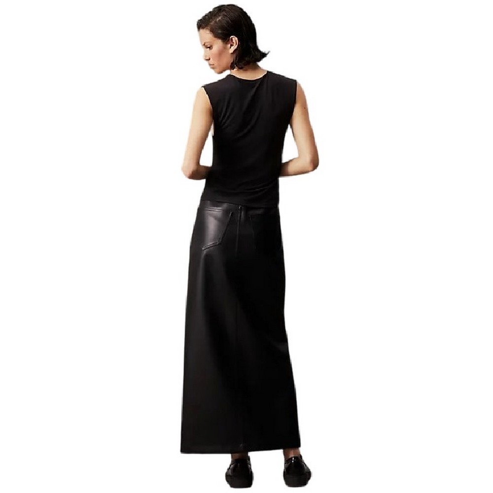 CALVIN KLEIN JEANS FAUX LEATHER MAXI SKIRT ΦΟΥΣΤΑ ΓΥΝΑΙΚΕΙΑ BLACK