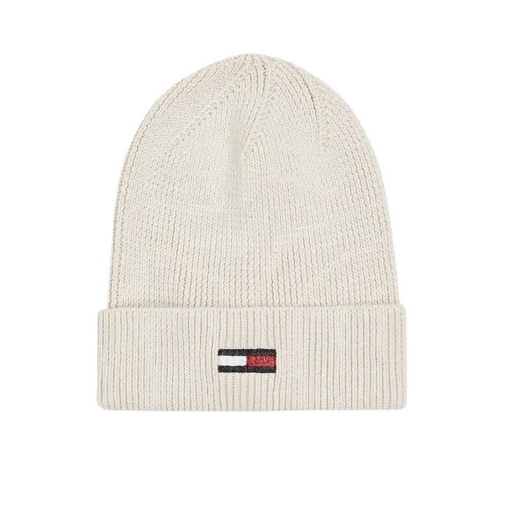 TOMMY JEANS ELONGATED FLAG BEANIE ΣΚΟΥΦΟΣ ΓΥΝΑΙΚΕΙΟΣ ECRU