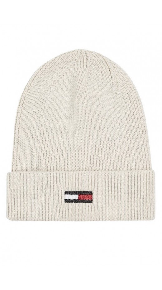 TOMMY JEANS TJW ELONGATED FLAG BEANIE ΣΚΟΥΦΟΣ ΓΥΝΑΙΚΕΙΟΣ ECRU