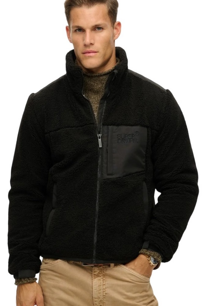 SUPERDRY D3 SDCD RELAXED FLEECE TREKKER JACKET ΜΠΟΥΦΑΝ ΑΝΔΡΙΚΟ BLACK