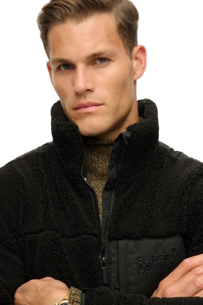 SUPERDRY D3 SDCD RELAXED FLEECE TREKKER JACKET ΜΠΟΥΦΑΝ ΑΝΔΡΙΚΟ BLACK